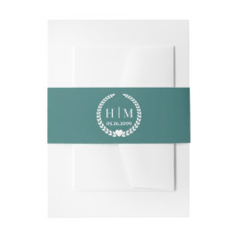 Einfaches Monogramm von Eleganbrücken und Groom-In Einladungsbanderole