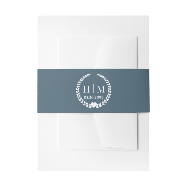 Einfaches Monogramm von Eleganbrücken und Groom-In Einladungsbanderole (Vorderseite Beispiel)