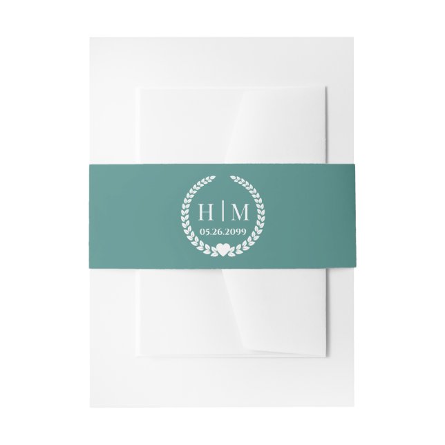 Einfaches Monogramm von Eleganbrücken und Groom-In Einladungsbanderole (Vorderseite Beispiel)