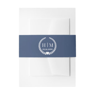 Einfaches Monogramm von Eleganbrücken und Groom-In Einladungsbanderole