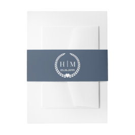 Einfaches Monogramm von Eleganbrücken und Groom-In Einladungsbanderole