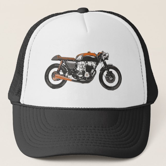 Einfaches Motorrad - zeichnender CaféRacer 750 Truckerkappe (Vorderseite)