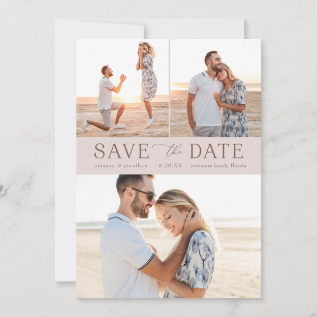Einfaches Multi-Foto Save the Date Einladung (Vorderseite)