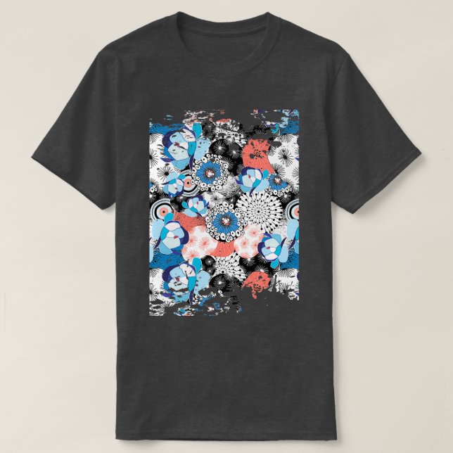 Einfaches Muster der Blumenlinie T-Shirt (Design vorne)