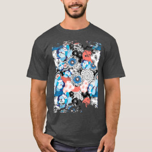 Einfaches Muster der Blumenlinie T-Shirt