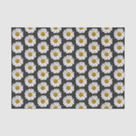 Einfaches Muster der White Daisy-Blume auf Black Seidenpapier