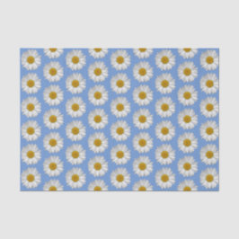 Einfaches Muster der White Daisy-Blume auf Blue Seidenpapier