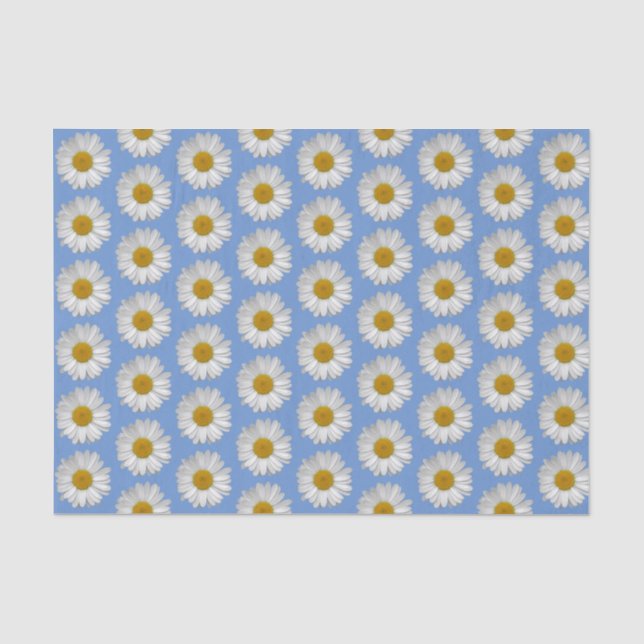 Einfaches Muster der White Daisy-Blume auf Blue Seidenpapier (Vorderseite)