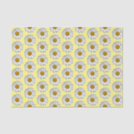 Einfaches Muster der White Daisy-Blume auf Gelb Seidenpapier