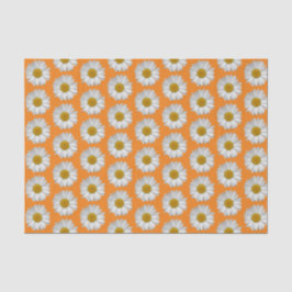 Einfaches Muster der White Daisy-Blume auf Orange Seidenpapier