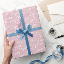 Einfaches Muster für Bows in Weiß und Blassrosa Geschenkpapier