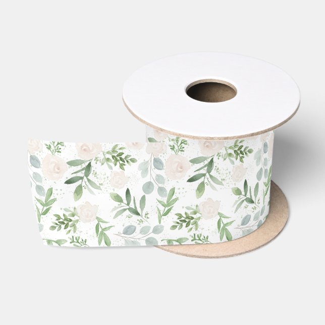 Einfaches Muster für die Watercolor Greenery & Whi Satinband (Spule)