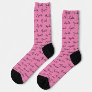 Einfaches Muster für rosa und schwarz-kursive Skri Socken