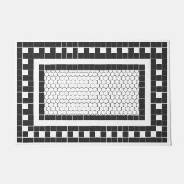 Einfaches Muster Schwarz-Weiß-Fliesen-Design Fußmatte