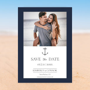 Einfaches Nautic Anchor-Foto Marineblau Save The Date