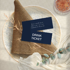 Einfaches Navy Blue New Wedding Drink Ticket
