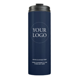 Einfaches Navy-Minimal-Geschäftslogo mit benutzerd Thermosbecher