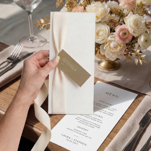 Einfaches neutrales Schwarz-Weiß-Hochzeitsmenü Menükarte