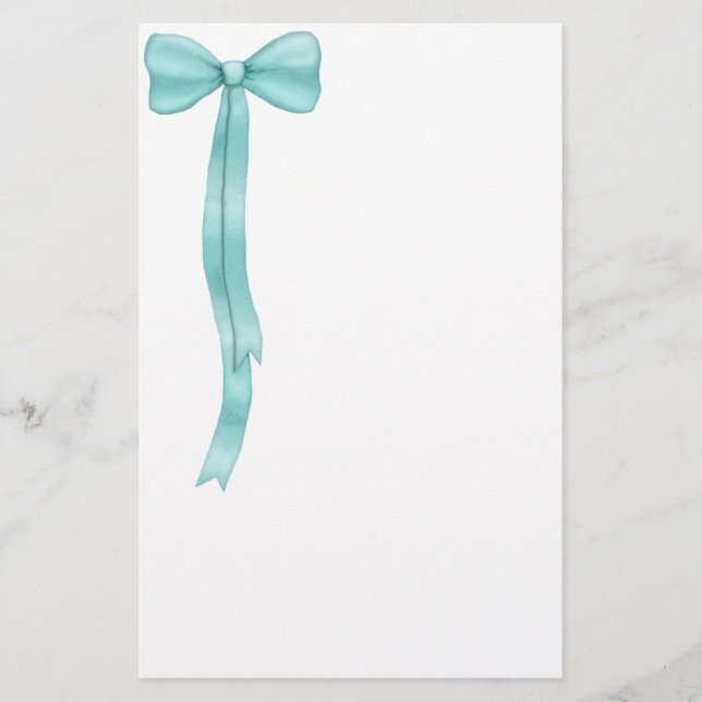 Einfaches Niedliches Aquamarines Blue Bow Briefpapier (Vorderseite)