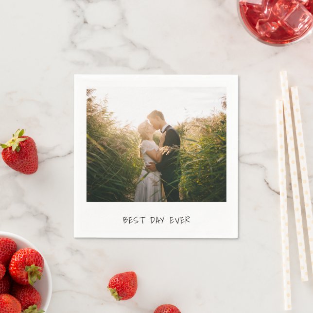 Einfaches Niedliches Foto Moderne Hochzeit Serviette (Beispiel)