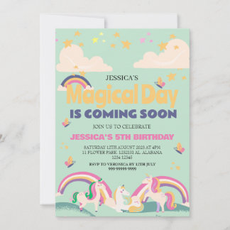 Einfaches Niedliches Girl Foto Unicorn Erstgeburte Einladung