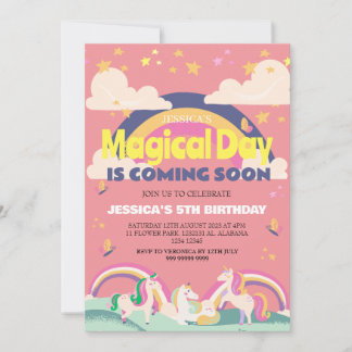 Einfaches Niedliches Girl Foto Unicorn Erstgeburte Einladung