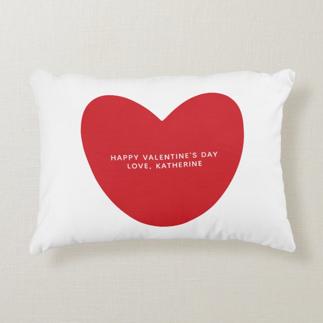 Einfaches niedliches Herz personalisiert Valentins Dekokissen (Vorderseite)