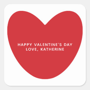 Einfaches niedliches Herz personalisiert Valentins Quadratischer Aufkleber