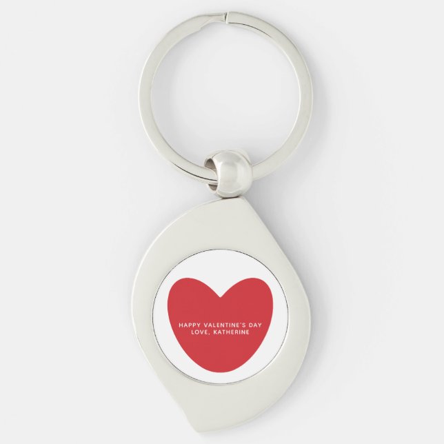 Einfaches niedliches Herz personalisiert Valentins Schlüsselanhänger (Vorderseite)