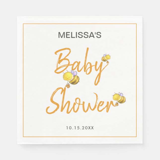 Einfaches Niedliches Honey Bee Baby Dusche Party Serviette (Vorderseite)