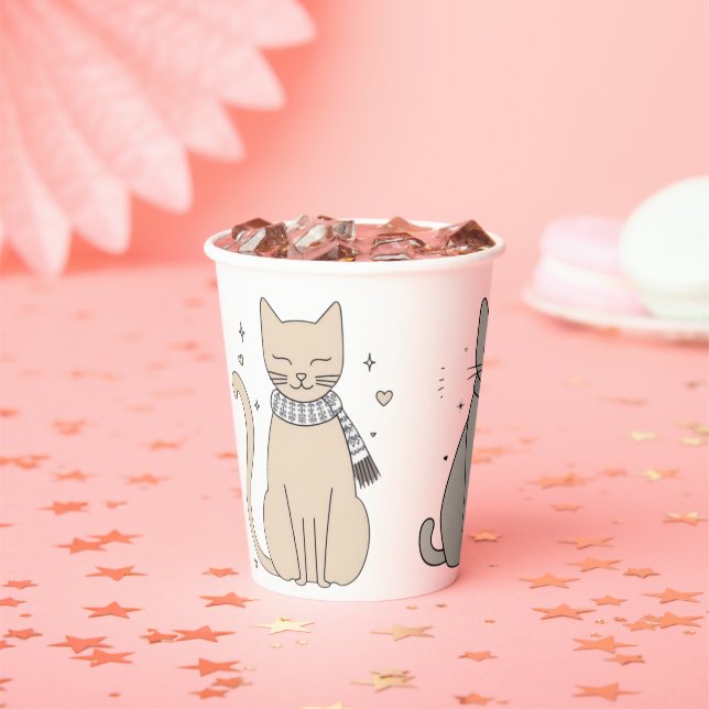 Einfaches niedliches Katzenmiedetier mit Valentini Pappbecher (Insitu)