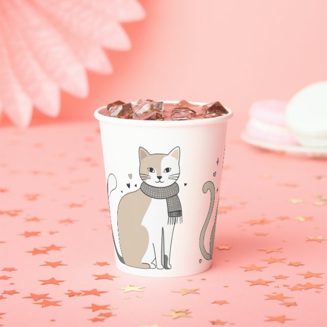 Einfaches niedliches Katzenmiedetier mit Valentini Pappbecher (Insitu)