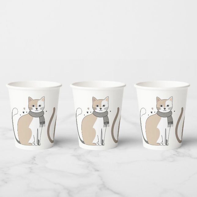 Einfaches niedliches Katzenmiedetier mit Valentini Pappbecher (Multi)