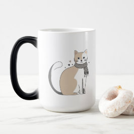 Einfaches niedliches Katzenmiedetier mit Valentini Verwandlungstasse