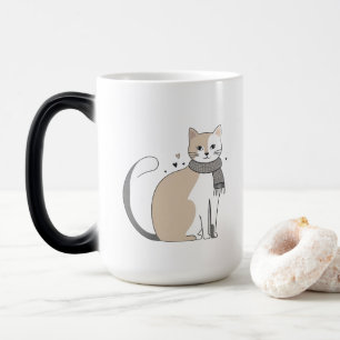 Einfaches niedliches Katzenmiedetier mit Valentini Verwandlungstasse