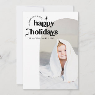 Einfaches Niedliches Retro Groovy Happy Holidays F Feiertagskarte