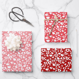 Einfaches Niedliches Retro Herz Art Muster Geschenkpapier Set