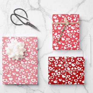 Einfaches Niedliches Retro Herz Art Muster Geschenkpapier Set