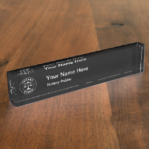 Einfaches Notar Logo Acryl-Schreibtisch-Schild Namensplakette