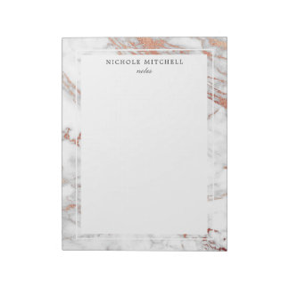 Einfaches Notepad aus weißem und goldenem Marmor Notizblock