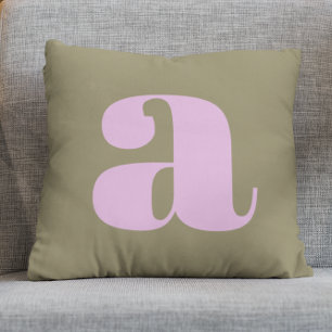 Einfaches Oliven- und Flieder-Bold-Retro-Monogramm Kissen