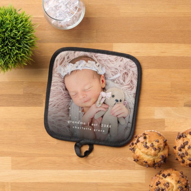 Einfaches Oma-Jahr - Neues Baby-Foto Topflappen (Oben Unten)