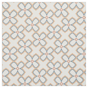 Einfaches Orange Blau und Weiß-Blume-Muster Stoff