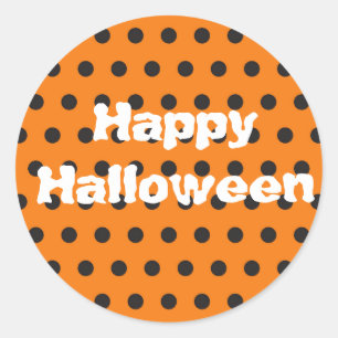Einfaches Orange und schwarzes Punkte Happy Hallow Runder Aufkleber