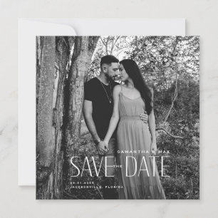 Einfaches Paar B/W-Foto Modernes Quadrat Save Date Save The Date