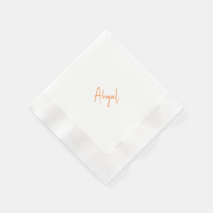 Einfaches Paar Orange Script Name Hochzeit Serviette