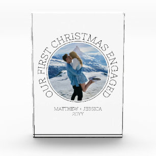 Einfaches Paar Personalisiertes Erstes Weihnachten Fotoblock