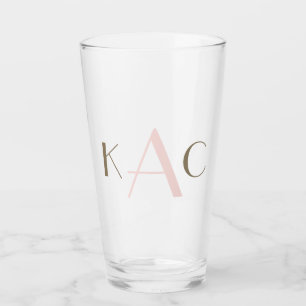 Einfaches Paar Vor- und Nachname Initialen Hochzei Glas