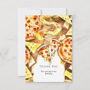 Einfaches Party Pizza Geburtstag Dankeskarte