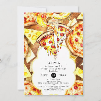 Einfaches Party Pizza Geburtstag Einladung